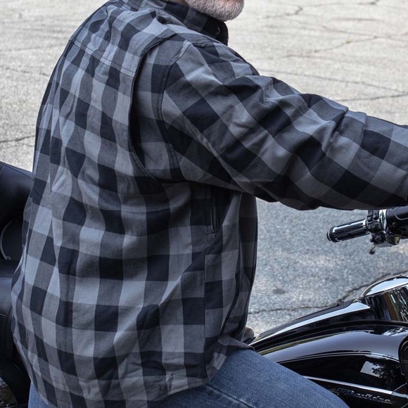 Milwaukee Performance Apparel Men's Aramid Checkered Plaid Biker Shirt size 3XL - Picture 11 of 14